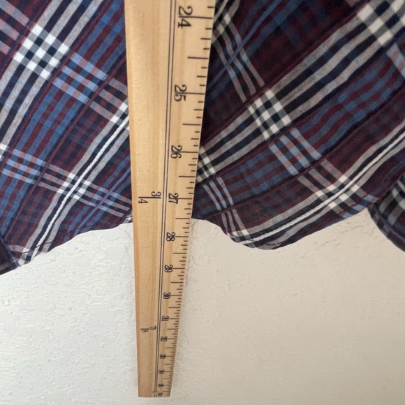 Veronica Beard Isabel Reversed Plaid Long Sleeve Top Size 6 Mock Neck Buttoned - Picture 8 of 14